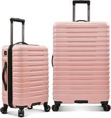 Photo 1 of **MINOR SCUFFS** U.S. TRAVELER BOREN POLYCARBONATE HARDSIDE RUGGED TRAVEL SUITCASE LUGGAGE WITH 8 SPINNER WHEELS, ALUMINUM HANDLE, PINK, 2-PIECE SET, USB PORT IN CARRY-ON
