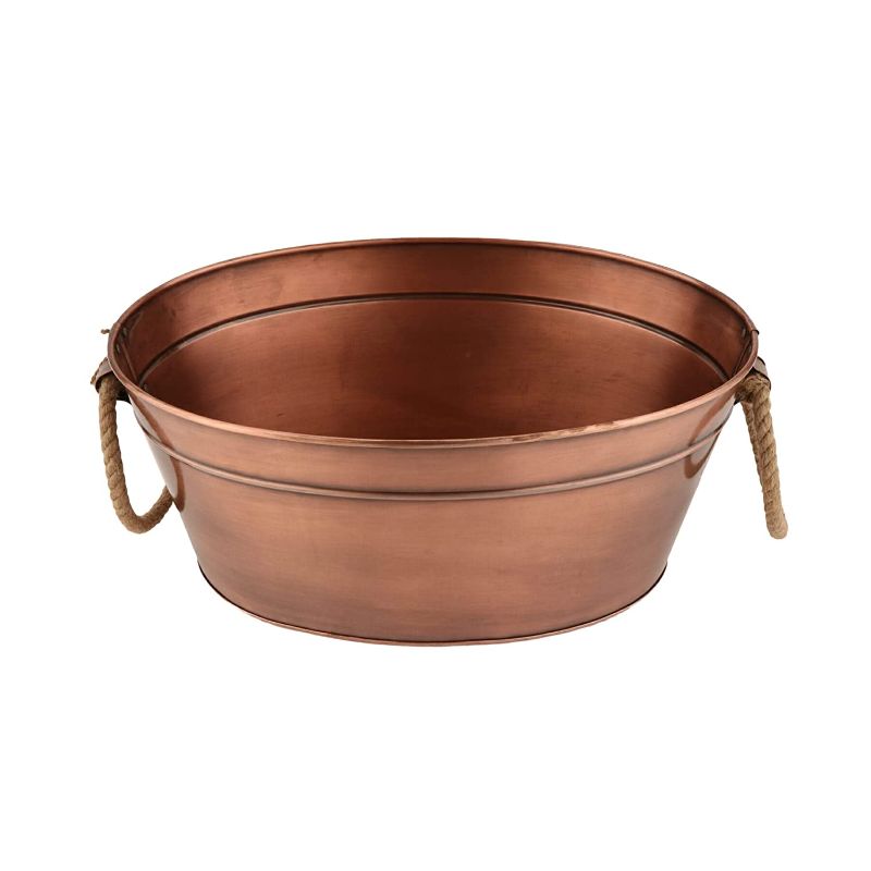 Photo 1 of **Minor dents** G.E.T. BT-1913-ACPR Copper Beverage Tub with Rope Handles, 4 Gallon
