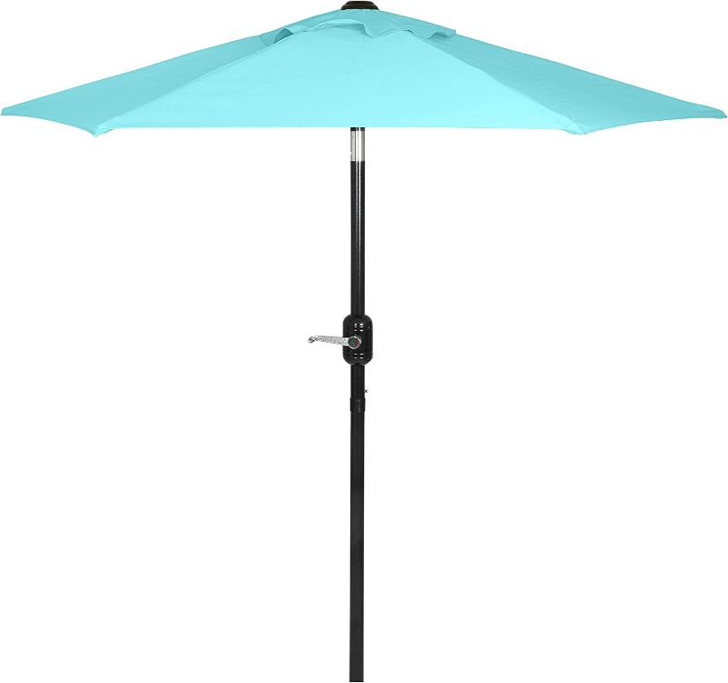 Photo 1 of  6 Ft Outdoor Patio Umbrella, Easy Open/Close Crank and Push Button Tilt Adjustment - Aqua Market Umbrellas
