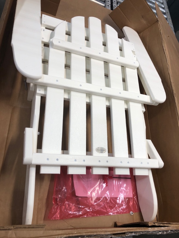 Photo 2 of **MISSING HARDWARE** POLYWOOD Classic Folding Patio Adirondack Chair - White