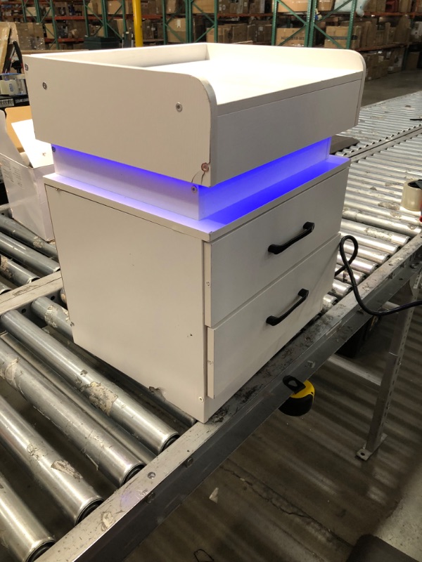Photo 1 of 2 DRAWER NIGHT STAND WITH LED LIGHTS AND OUTLET USB 