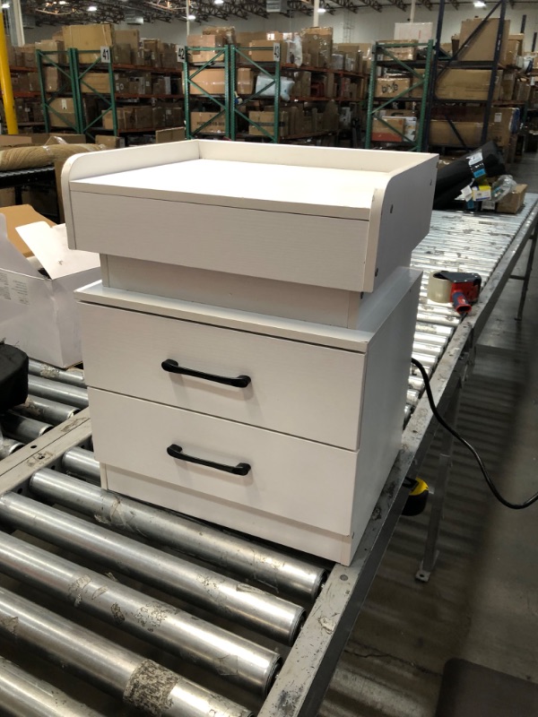 Photo 1 of 2 DRAWER NIGHT STAND WITH LED LIGHTS AND OUTLET USB 