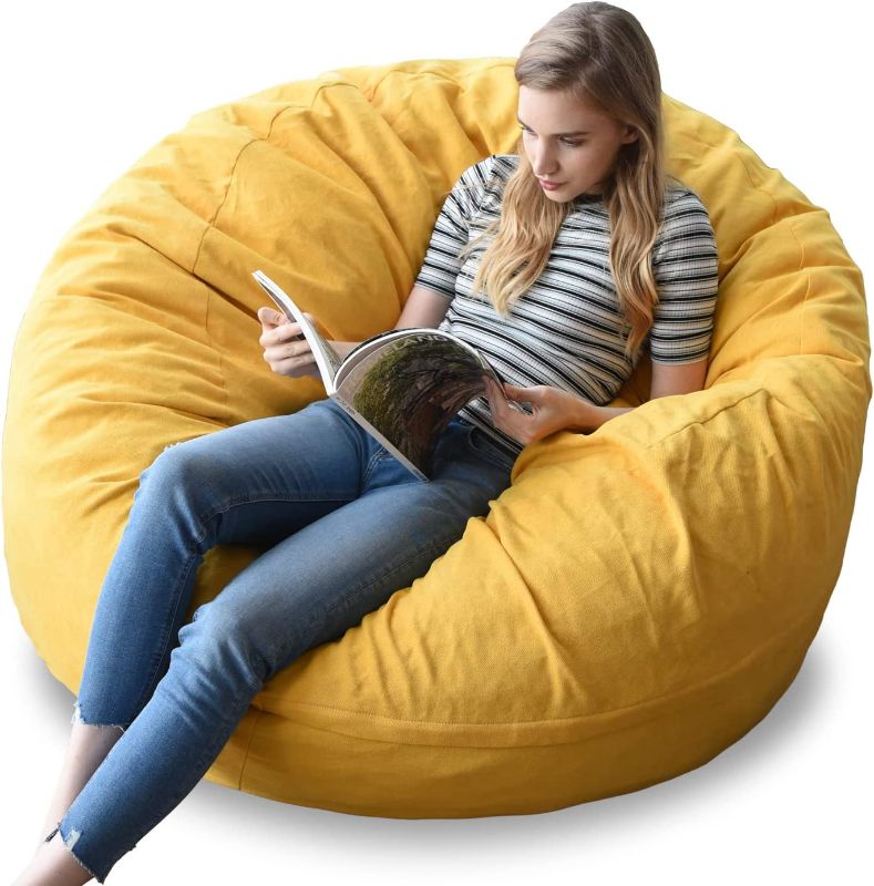 Photo 1 of YuppieLife Fluffy Fur Bean Bag Chairs Cover for Adults(Just Cover,No Filler) Machine Washable Large Size Lazy Sofa Cover Luxury/ Replacement (Lemon Yellow, X-Large)
