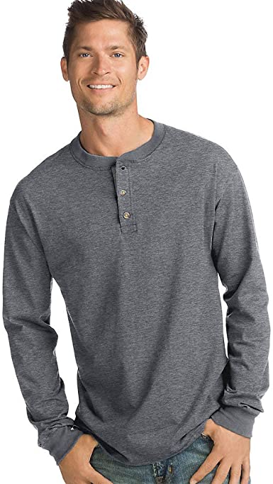 Photo 1 of Hanes Men's T-Shirts, Men's BeefyT Henley Shirts, Men's Cotton Long Sleeve Shirts
