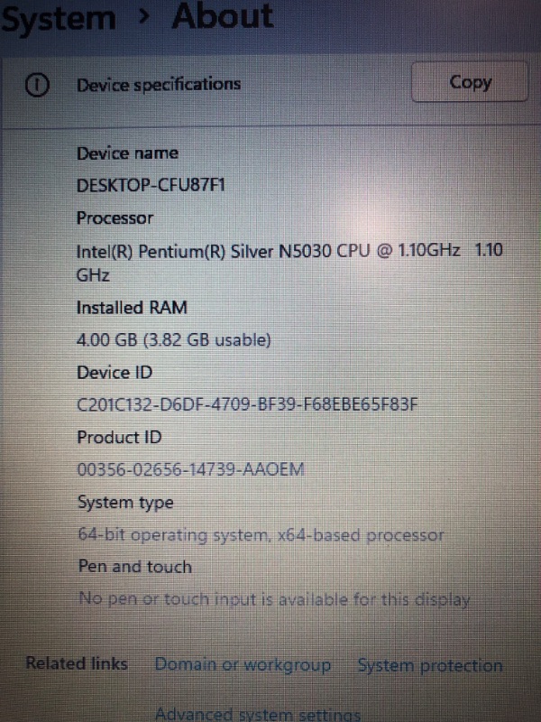 Photo 4 of Lenovo IdeaPad 1 14IGL05 81VU00D6US 14" Notebook - HD - 1366 x 768 - Intel Pentium Silver N5030 Quad-core (4 Core) 1.10 GHz - 4 GB RAM - 256 GB SSD