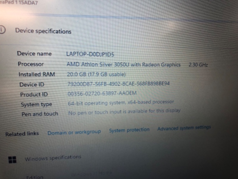 Photo 5 of Lenovo 15.6" IdeaPad 1 Laptop, AMD Dual-core Processor, 15.6" HD Anti-Glare Display, Wi-Fi 6 and Bluetooth 5.0, HDMI, Windows 11 Home in S Mode(20GB RAM | 1TB SSD) 128gb eMMC