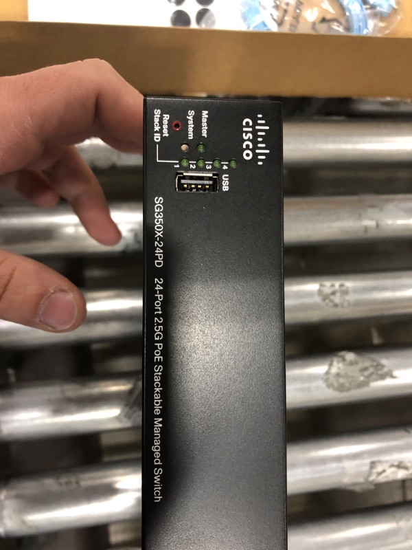Photo 1 of Cisco SG350X-24PD Stackable Managed Switch | 20 ports Gigabit | 4 Ports 2.5G Multigigabit | 375W PoE | 2 x 10G Combo + 2 x SFP+ | Limited Lifetime Protection (SG350X-24PD-K9-NA) 24-port (1G/2.5G)/ PoE+/ 375W / 4xUplinks (10G)