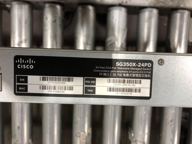 Photo 7 of Cisco SG350X-24PD Stackable Managed Switch | 20 ports Gigabit | 4 Ports 2.5G Multigigabit | 375W PoE | 2 x 10G Combo + 2 x SFP+ | Limited Lifetime Protection (SG350X-24PD-K9-NA) 24-port (1G/2.5G)/ PoE+/ 375W / 4xUplinks (10G)