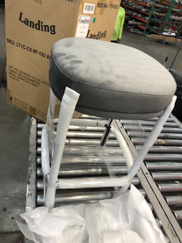 Photo 1 of 25.5" counter stool upholstered fabric round bella/gunmetal 