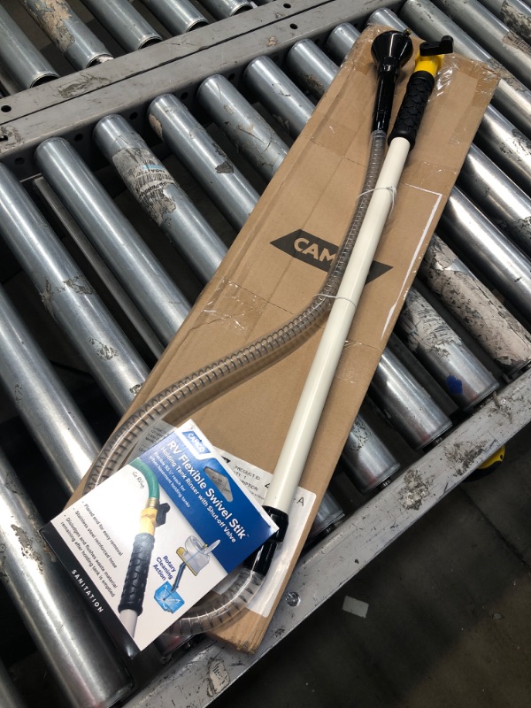 Photo 1 of Camco RV Flexible Swivel Stik with Shutoff Valve - Creates Powerful Cleaning Action that Dislodges and Flushes Stubborn Waste Deposits and Combats Odors (40074), 55-1/2 Inch Flexible Swivel Stik Tank Rinser Standard Packaging