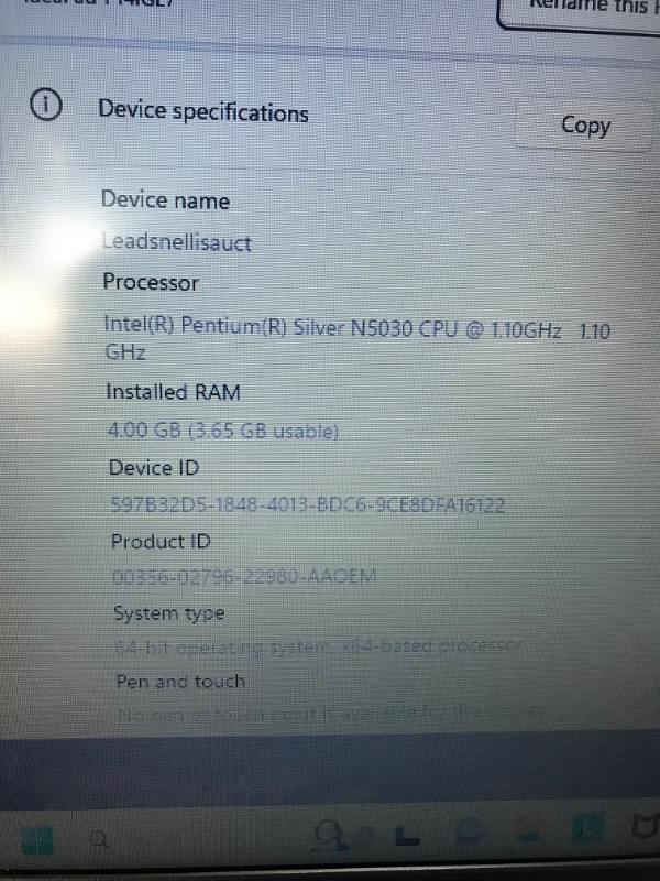 Photo 4 of Lenovo Ideapad 1i, 14.0" Laptop, Intel Pentium N5030, 4GB RAM, 128GB eMMC Storage, Cloud Grey, Windows 11 in S Mode, 82V6001DUS