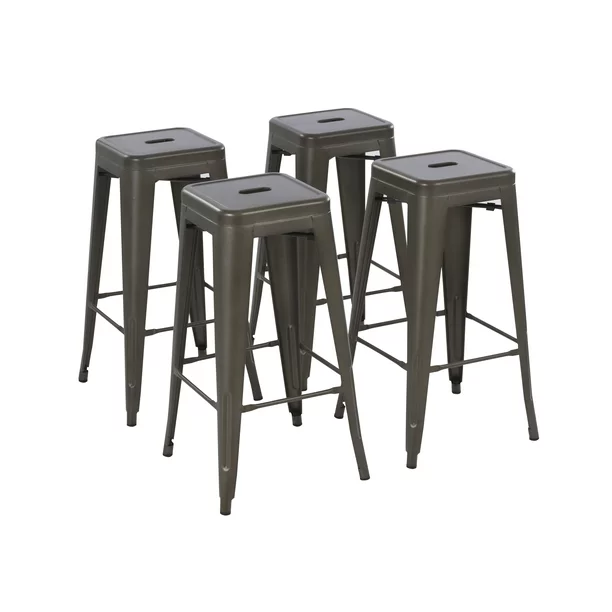 Photo 1 of  30inch Stackable Metal Stool, Set of 4, Include 4 Stools Gunmetal Color, Backless Style