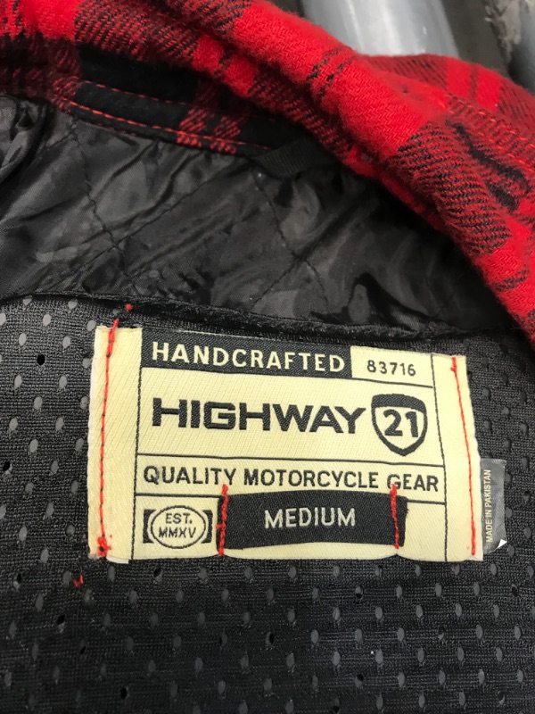 Photo 4 of Highway 21 Marksman Men's Motorcycle Long Sleeve Flannel Shirt W/CE Armors/PE Back Armor Black/Red Size Medium
