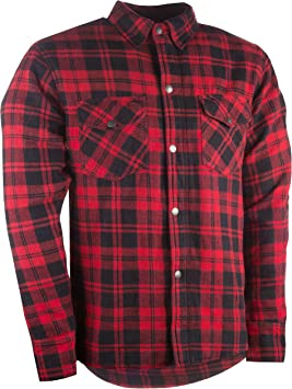 Photo 1 of Highway 21 Marksman Men's Motorcycle Long Sleeve Flannel Shirt W/CE Armors/PE Back Armor Black/Red Size Medium
