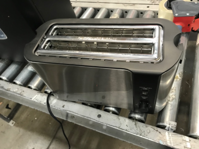 Photo 2 of Elite Gourmet ECT-3100 Long Slot 4 Slice Toaster, Reheat, 6 Toast Settings, Defrost, Cancel Functions, Built-in Warming Rack, Extra Wide Slots for Bagels & Waffles, Stainless Steel & Black
