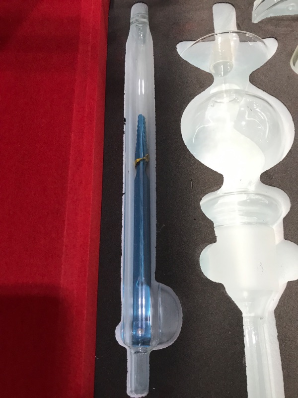 Photo 1 of **MINOR DAMAGE**   AZAZ Galactic Whirl Luxury Portable Glass Hookah Set with 2 Glass Bowl, Glass Downstem, 2 Glass Bowl Lid, LED Light with Remote, Charcoal Tongs, Silicone Hookah Hose with Glass Tips, and Hookah Carrying Case