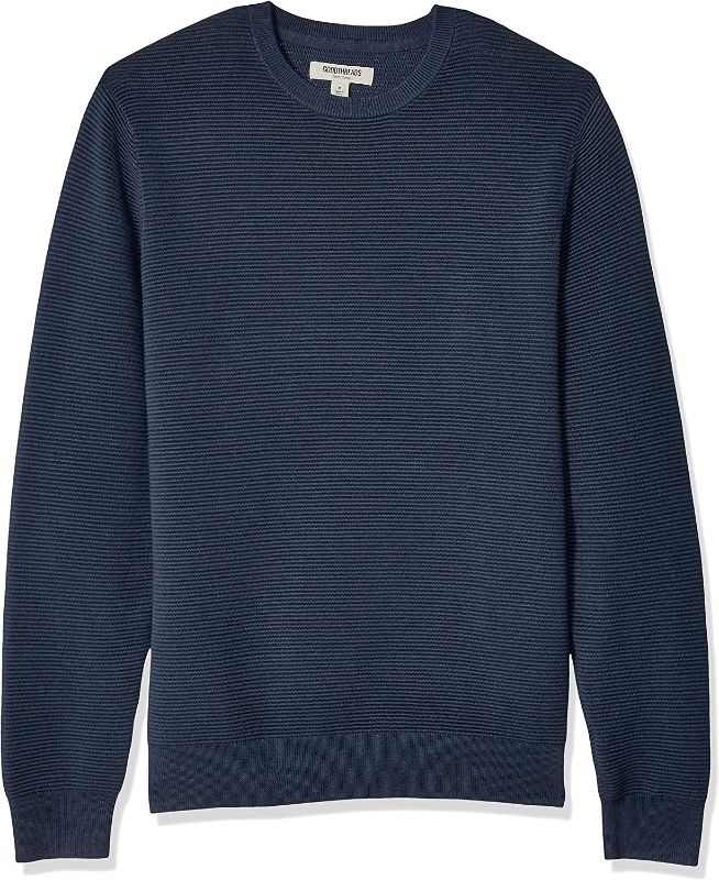 Photo 1 of Amazon Brand - Goodthreads Men's Soft Cotton Ottoman Stitch Crewneck Sweater NAVY XLARGE