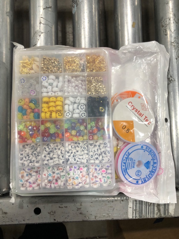 Photo 1 of Bracelet Making Kits, 24 Colors Flat Clay Heishi 6000 Pcs Beads |1200 Pcs Jewelry Accessory | 14 A-Z Smiley Face Beads,Strings for Jewelry Making Kit Bracelets for Preppy Girls 6-12