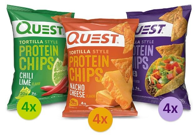 Photo 1 of **BBD: 10/14/23**
Quest Tortilla Style Protein Chips Variety Pack, Chili Lime, Nacho Cheese, Loaded Taco, 12 Count
