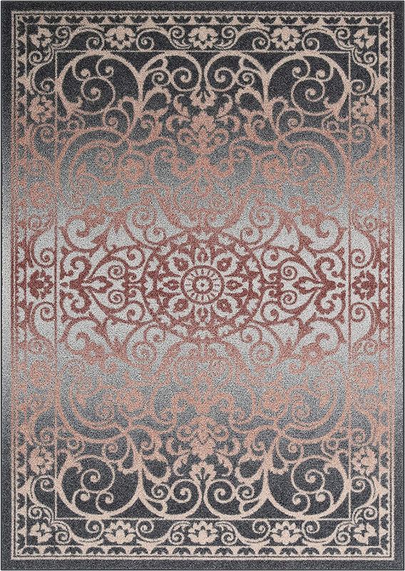 Photo 1 of 
Maples Rugs Pelham Vintage Area Rugs for Living Room & Bedroom [Made in USA], 7 x 10, Grey/Coral
Size:Grey/Coral
2-6" x3-6"