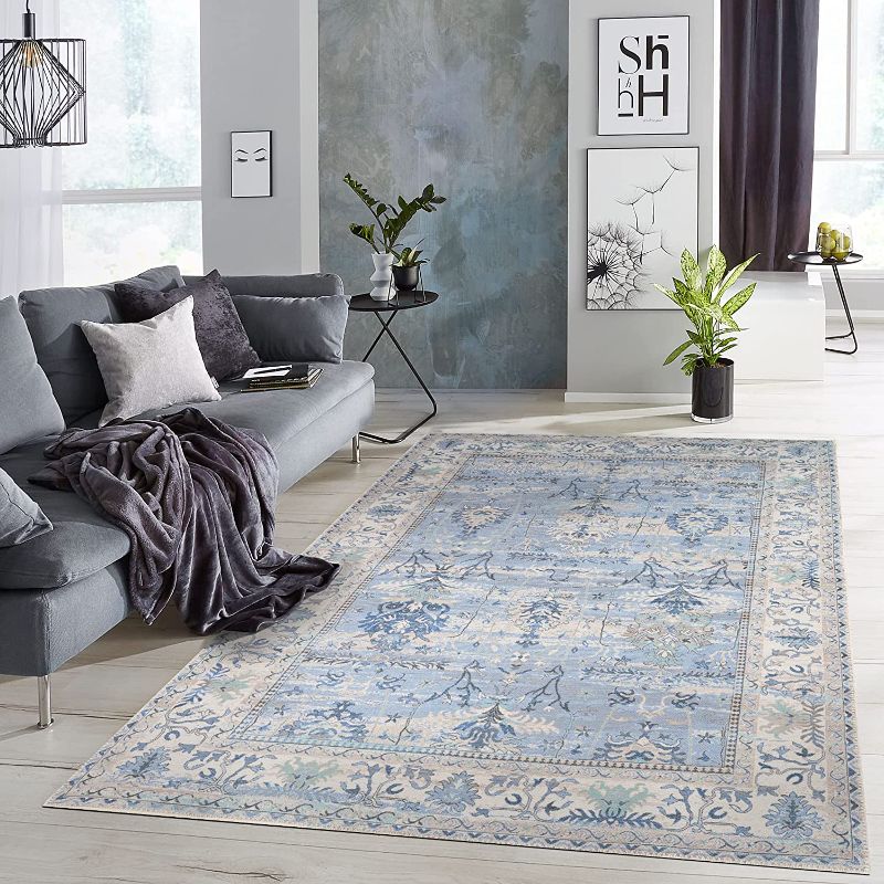 Photo 1 of 
Adiva Distressed Rugs Machine Washable Area Rug with Non Slip Backing for Living Room, Bedroom, Bathroom, Kitchen, Printed Persian Vintage Home Decor, Floor Decoration...
Size:Blue 34
Color:3' x 5'