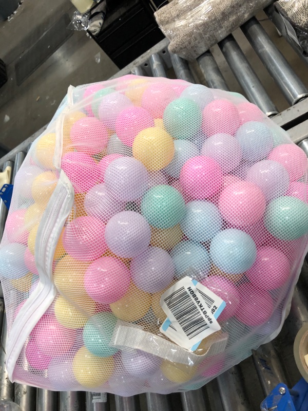 Photo 1 of Amazon Basics BPA Free Crush-Proof Plastic Ball Pit Balls with Storage Bag, Toddlers Kids 12+ Months, 6 Pastel Colors - Pack of 400 6 Pastel Colors 400 Balls