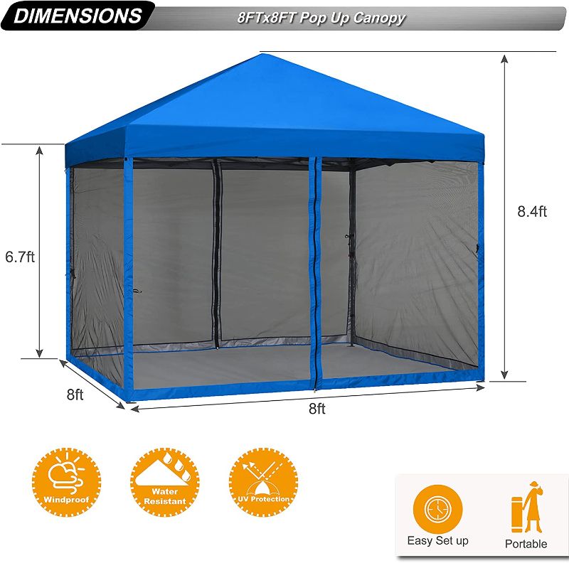 Photo 1 of (SEE NOTES, PARTS ONLY)  ABCCANOPY Outdoor Easy Pop up Canopy Tent with Netting Wall, 10x10 Royal Blue royal blue 10x10 with meshwall Canopy Tent