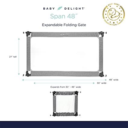 Photo 1 of Baby Delight Go with Me Portable Mesh Baby Gate | Span 30-48" Expandable Folding Gate | Pressure Mounted | Charcoal Tweed
