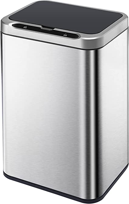 Photo 1 of *NOT exact stock photo, use for reference*
Stainless Steel Office Trash Can - Motion Sensor Garbage Bin Rectangular