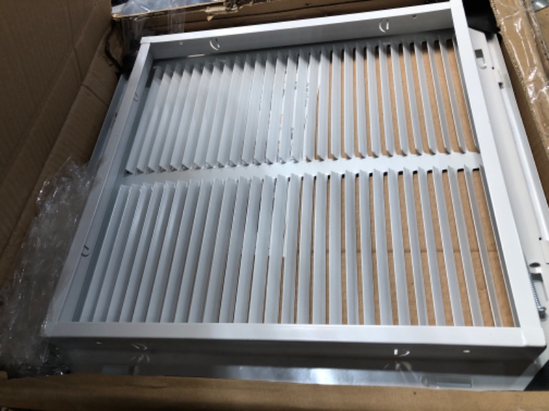 Photo 2 of 14"W x 14"H [Duct Opening Measurements] Steel Return Air Filter Grille [Removable Door] for 1-inch Filters | Vent Cover Grill, White | Outer Dimensions: 16 5/8"W X 15 5/8"H for 14x14 Duct Opening Duct Opening style: 14 Inchx14 Inch