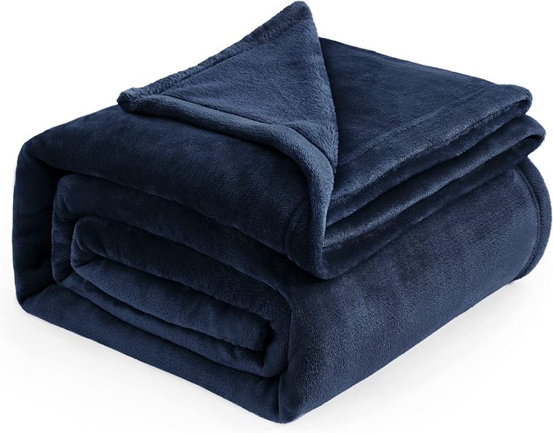 Photo 1 of Bedsure Fleece Blankets King Size Dark Blue - Bed Blanket Soft Lightweight Plush Cozy Fuzzy Luxury Microfiber,
