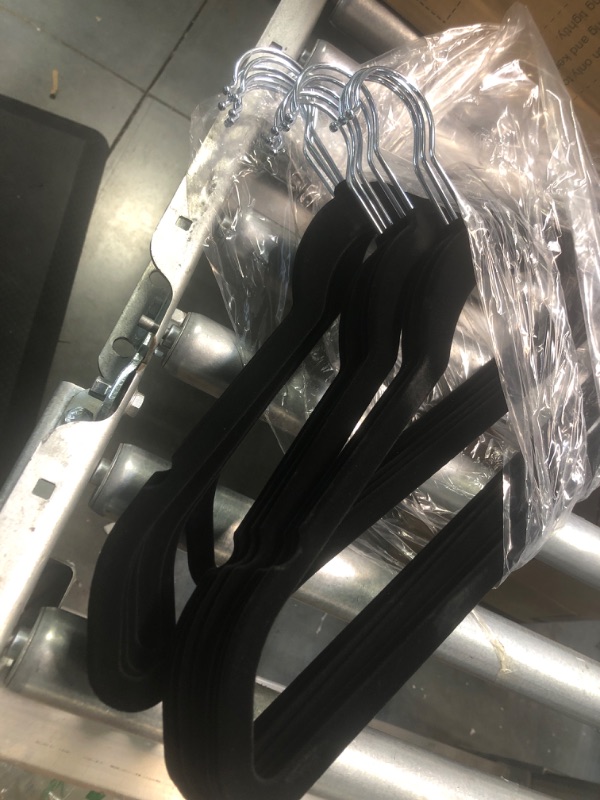 Photo 1 of Slim Velvet, Non-Slip Suit Clothes Hangers, Pack of 15, Black/Silver
