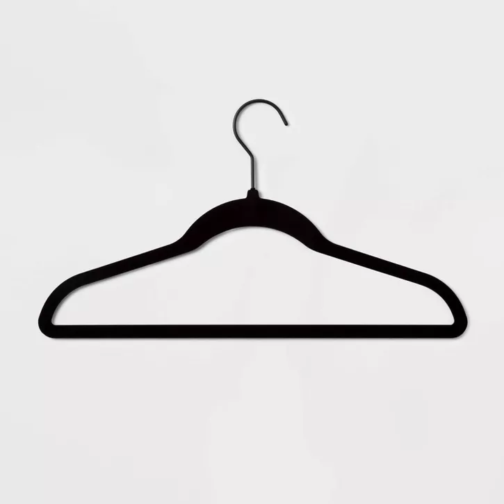 Photo 1 of Slim Velvet, Non-Slip Suit Clothes Hangers, Pack of 15, Black/Silver
