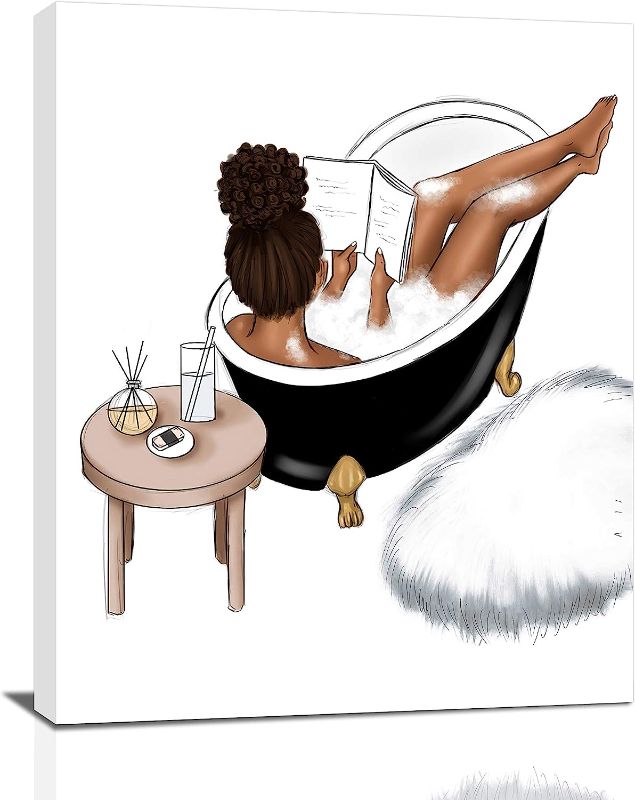 Photo 1 of African American Canvas Wall Art Black Women Relax And Enjoy The Time Giclee Prints Framed Pictures Contemporary Home Decor For Living Room Bedroom Bathroom Stretched Ready To Hang, 16x20 Inch Black Women Relax And Enjoy The Time 16x20 Inch