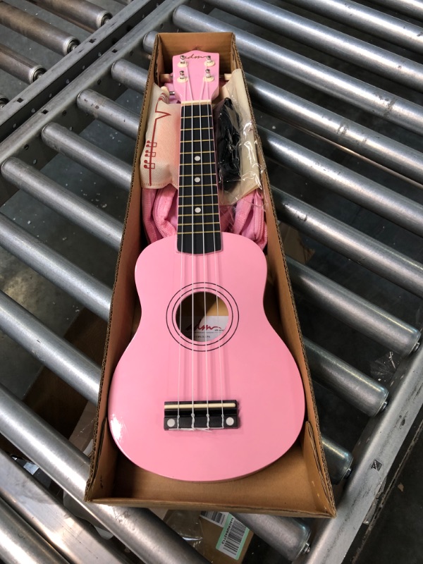 Photo 3 of ADM Soprano Ukulele for Beginners 21 Inch Hawaiian Wood Ukelele Kit for Kids Adult Student Starter Professional Ukalelee Pack Bundle with Free Lessons Gig Bag Strap Nylon String Tuner Pick, Pink