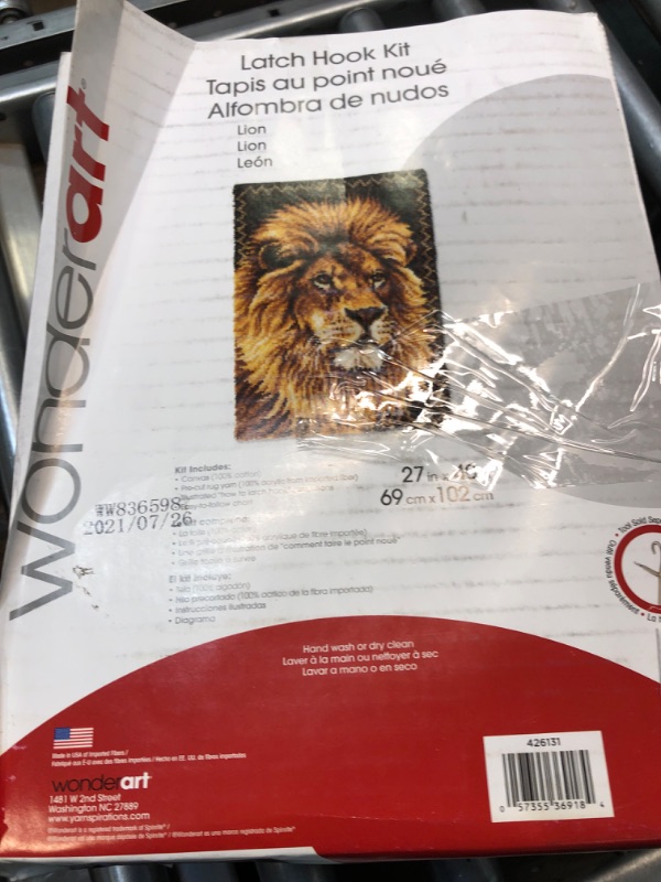 Photo 2 of Wonderart Lion Latch Hook Kit, 27" X 40" Lion 27 X 40