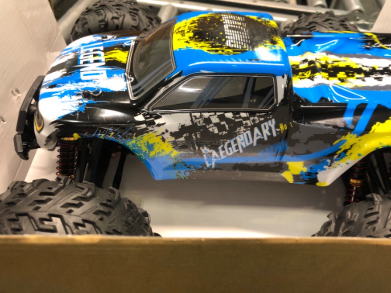 Photo 7 of LAEGENDARY Fast RC Cars for Adults and Kids - 4x4, Off-Road Remote Control Car - Battery-Powered, Hobby Grade, Waterproof Monster RC Truck - Toys and Gifts for Boys, Girls and Teens Blue - Yellow Blue Yellow Up to 31 mph