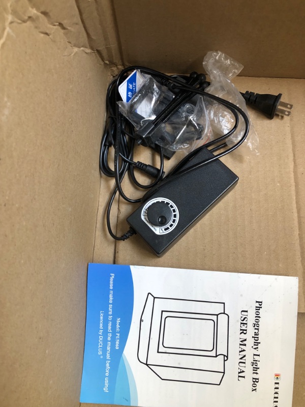 Photo 1 of DUCLUS Portable Photo Studio Box 24" x 24", Adjustable Light Box with 120pcs SMD LED Beads, Photo Shooting Tent with White Light and 6 Color Background 24 inch