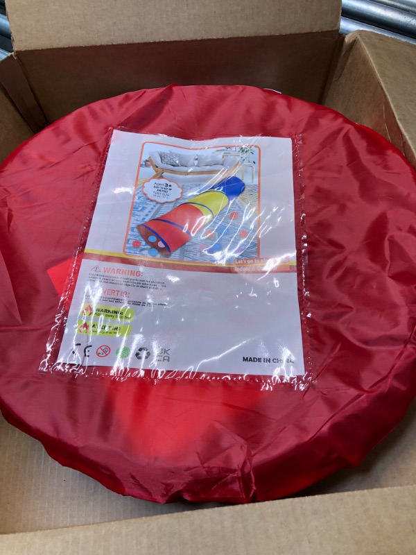 Photo 1 of PigPigPen Kids Tunnel for Toddlers, Pop Up Play Tunnel Tent for Babies or Dogs, Indoor & Outdoor Toys for Kids Backyard Playset. (Red,Yellow,Blue Play Tent)