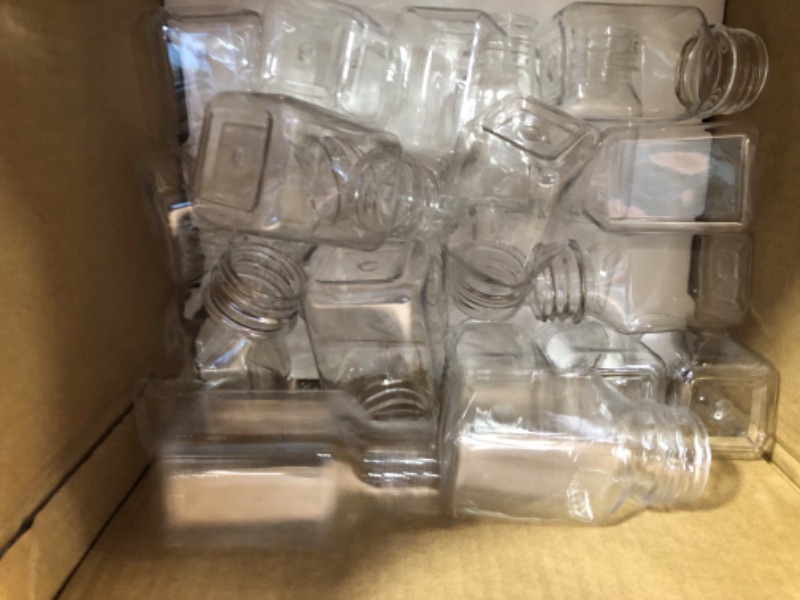 Photo 1 of 24 Pack 4oz Empty PET Plastic Juice Bottles with Leak-Proof Caps Lids, Reusable Clear Water Bottle Food Grade Bulk Beverage Containers for Juicing Smoothie Milk and Other