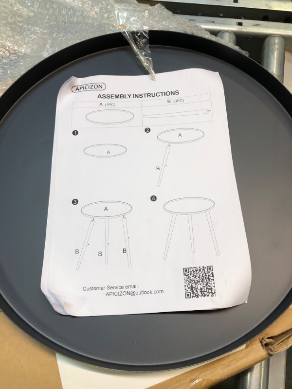 Photo 1 of APICIZON 16" Round Side Table, Gold End Table for Living Room, Bedside, Mid Century Modern Coffee Table or Circle Accent Table for Small Spaces, Metal Nightstand (Gold) 1 Gold+gray