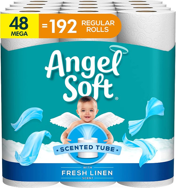 Photo 1 of Angel Soft Toilet Paper with Fresh Linen Scent, 48 Mega Rolls = 192 Regular Rolls, 2-Ply Bath Tissu
