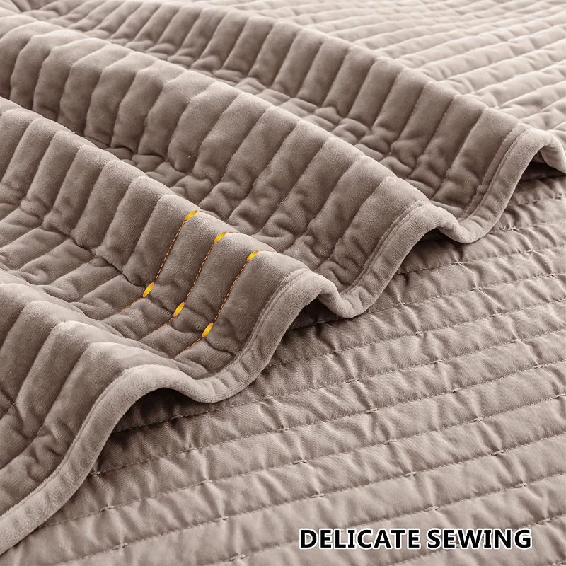 Photo 1 of  Velvet Quilt King Size,Striped Bedding Set