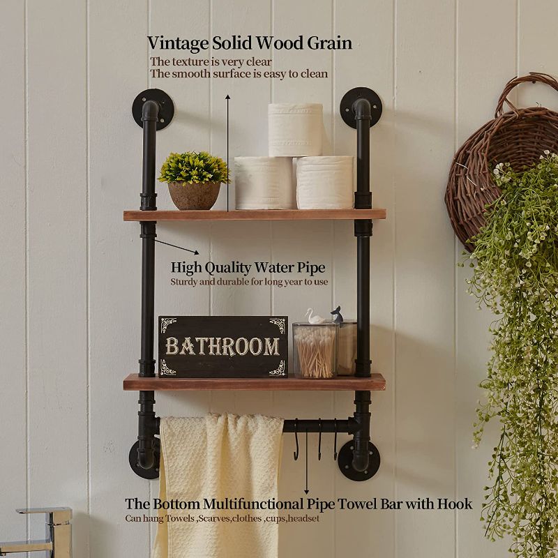 Photo 1 of 
Roll over image to zoom in






2 VIDEOS

ROGMARS Industrial Pipe Shelf Floating Shelves Bathroom,Industrial Pipe Shelving Farmhouse Bathroom Shelves with Towel Bar Towel Rack Over Toilet Industrial Shelf Rustic Wall Wood 
Shelves 

**oepned in warehous