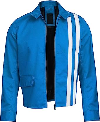 Photo 1 of Unique Mens Speed Racer Movie Retro Classic Stripes Motorcycle Jacket - Steve Red Cotton Jacket
 
**SIZE XL**BLUE