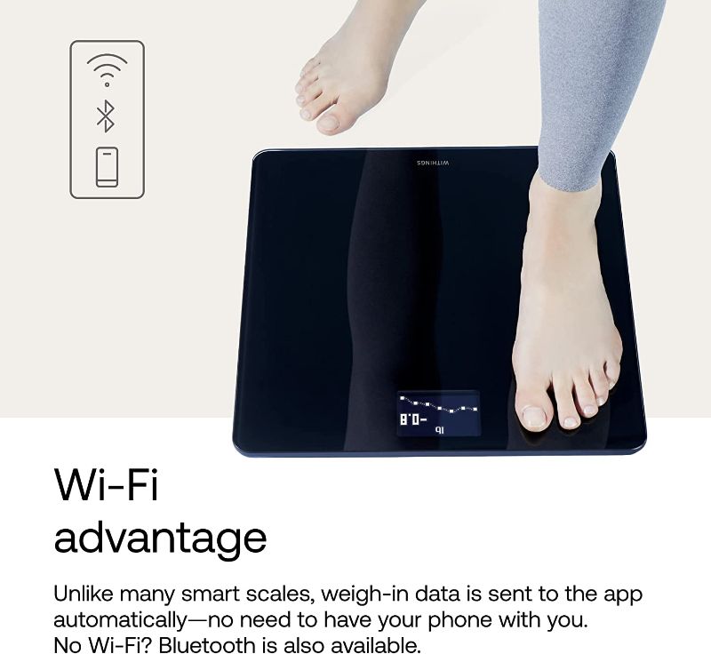 Photo 1 of Withings Body Smart Weight & BMI Wi-Fi Digital Scale, with smartphone app, Black