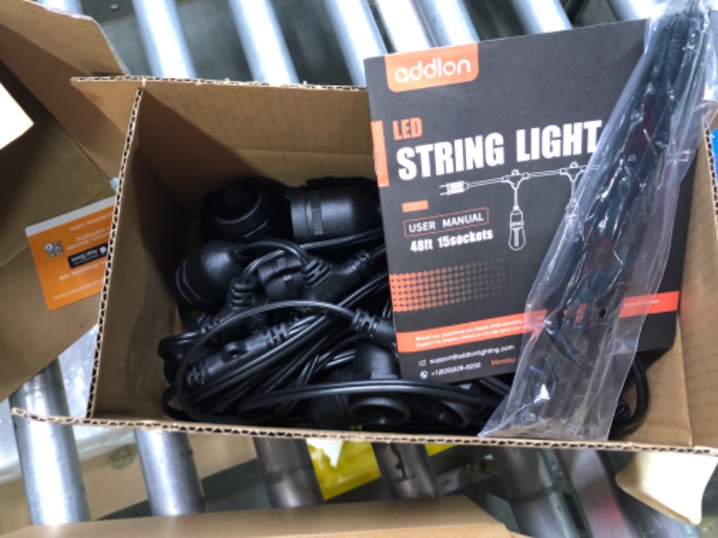 Photo 3 of addlon LED Outdoor String Lights 48FT with Edison Vintage Shatterproof Bulbs and Commercial Grade Weatherproof Strand - ETL Listed Heavy-Duty Decorative Lights for Patio Garden 48FT Black