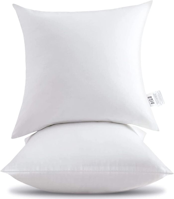 Photo 1 of 18x18 Pillow Inserts (Set of 2, White)- 100% Cotton Covering Soft Filling Polyester Throw Pillows for Couch Bed Sofa