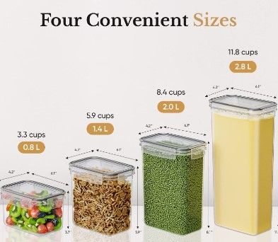 Photo 1 of Airtight Food Storage Containers with Lids-4PK-4SIZES