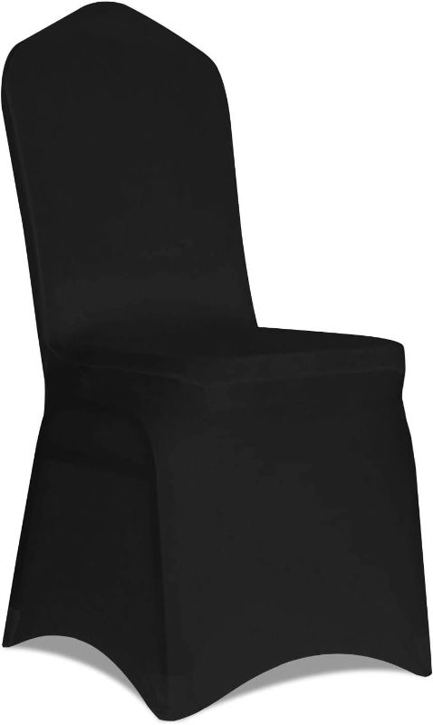 Photo 1 of Black Chair Covers, 12 PCS Banquet Stretch Spandex Chair Cover for Party/Banquet Wedding/Hotels/Restaurants